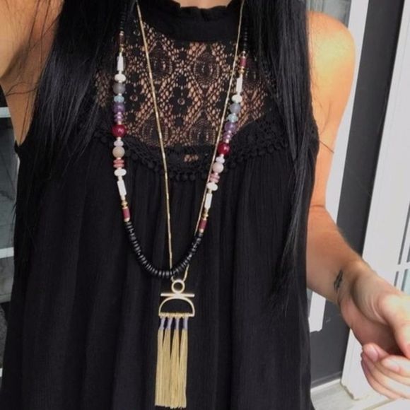 Stella & Dot ~ Genevieve beaded tassel necklace ~ versatile - Picture 9 of 15